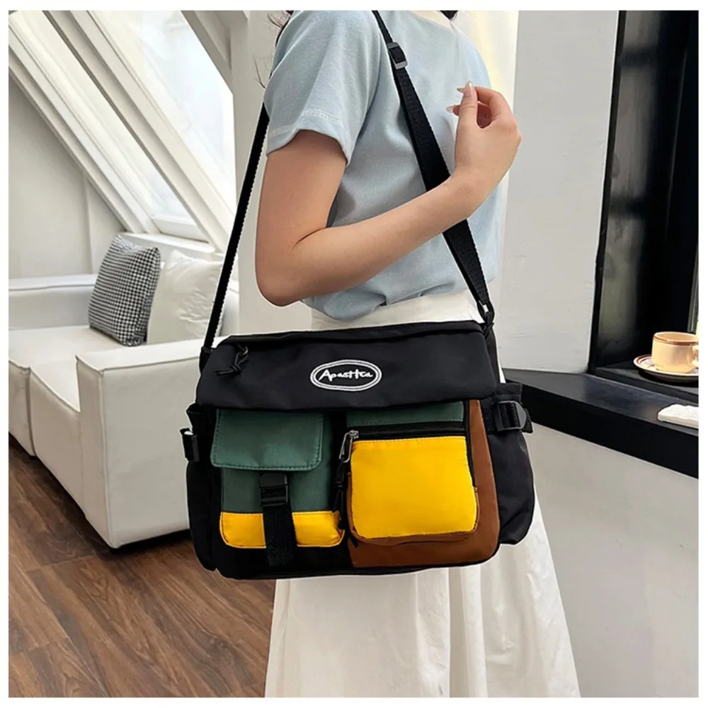 

Многоцветные ранцы, Высококачественная холщовая вместительная Повседневная сумка с регулируемым ремнем через плечо, сумка через плечо с несколькими карманами