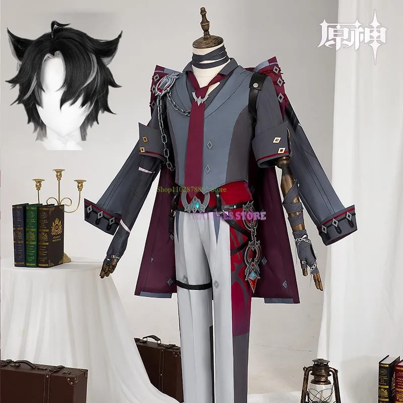 

Fontaine Wriothesley Cosplay Genshin Impact Costume Wig Genshin Wriothesley Cosplay Uniform Halloween Party Men Role Play Suit