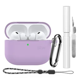 Premium Dustproof Silicone Case with Cleaning Kit & Keychain - AirPods Pro 3 (Purple with Pen)