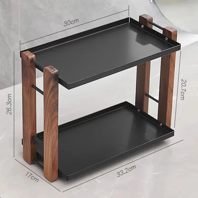 wood Cosmetic Holder and Storage Shelf for Vanity and Countertop Bathroom Counter Organizer With Coffee Station