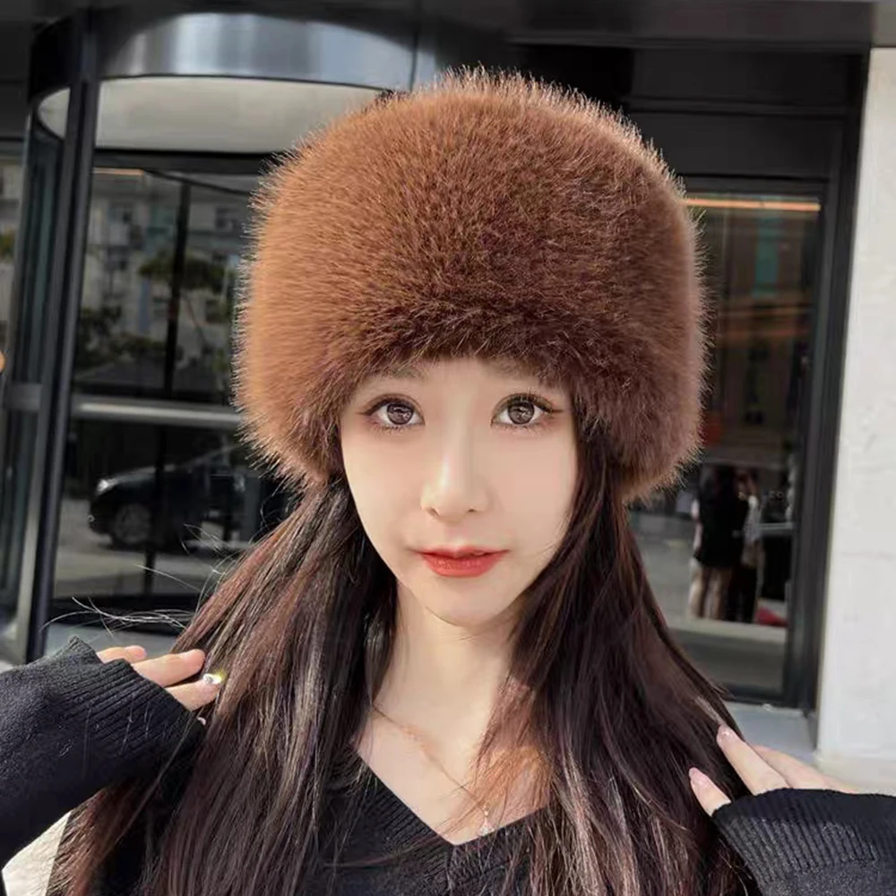 Earflap Hat Fur Hat Faux Fur Hat Winter Hat Balaclava Hat 1pc Hat Women's Winter Artificial Fur Russian Ushanka Hat Thick Warm Balaclava Caps Earflap Faux Fox Beanies Ladies Outdoor