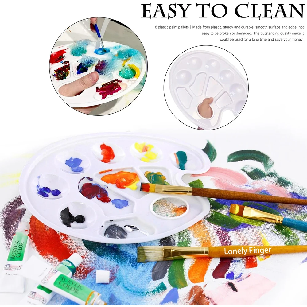 Paint Tray 3/8/10 Pack Oval Paint Tray Palettes Thumb Hole Plastic for DIY Painting