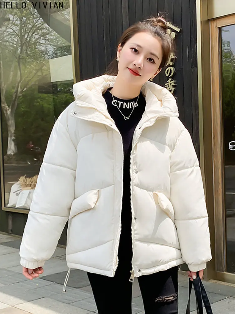 

Новая женская хлопковая одежда на осень и зиму, однотонное плотное теплое хлопковое пальто с капюшоном, парка