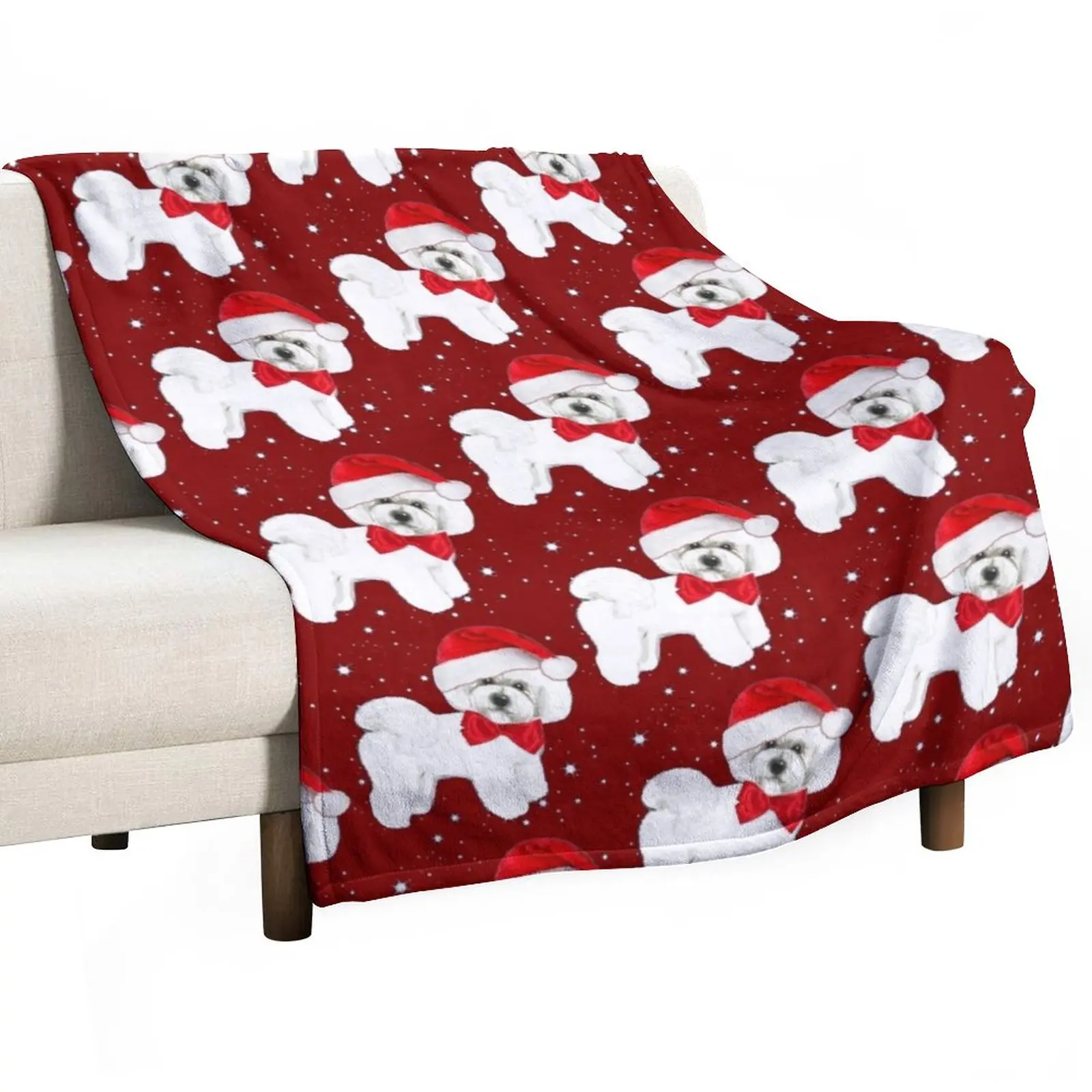 

Bichon Frise Santa Hat Throw Blanket heavy to sleep Decorative Beds Bed Fashionable Blankets