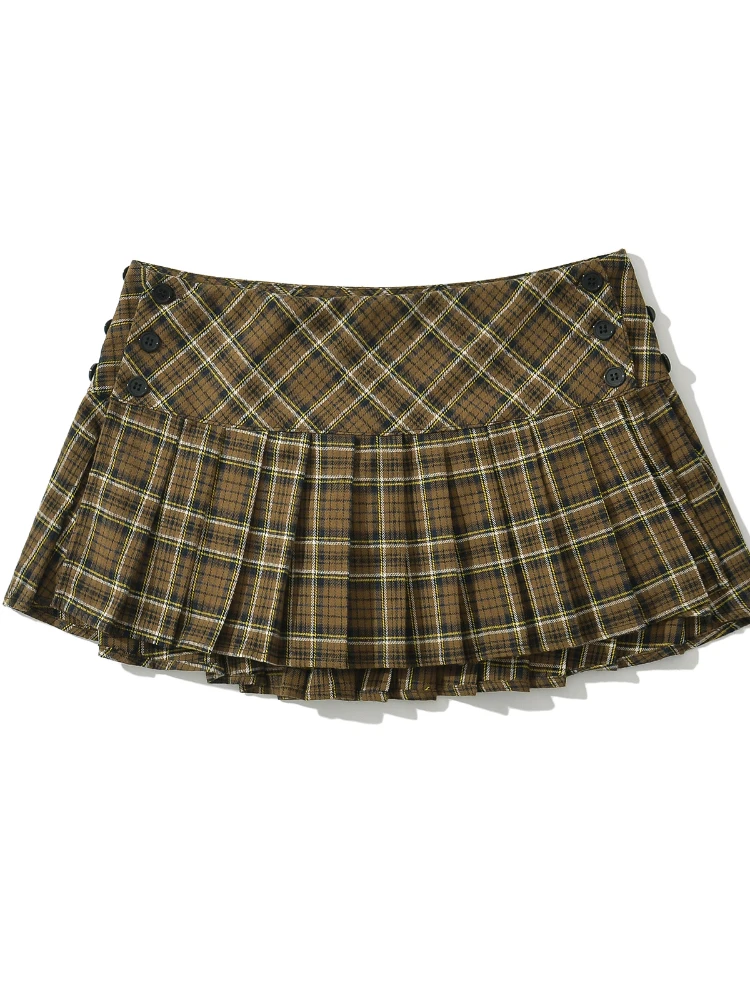 Gonna A Quadretti Stile Preppy Per Donna, Linea A A Vita Alta, Minigonna Invernale Con Chiusura Lampo, Perfetta Per Natale E Autunno
