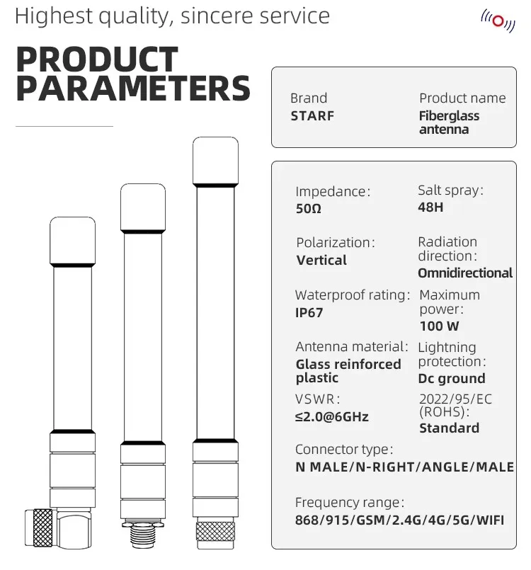 15CM 4G 안테나 2700mhz IP67 스테인리스 스틸 커넥터 안테나 실외 옴니 안테나 4G