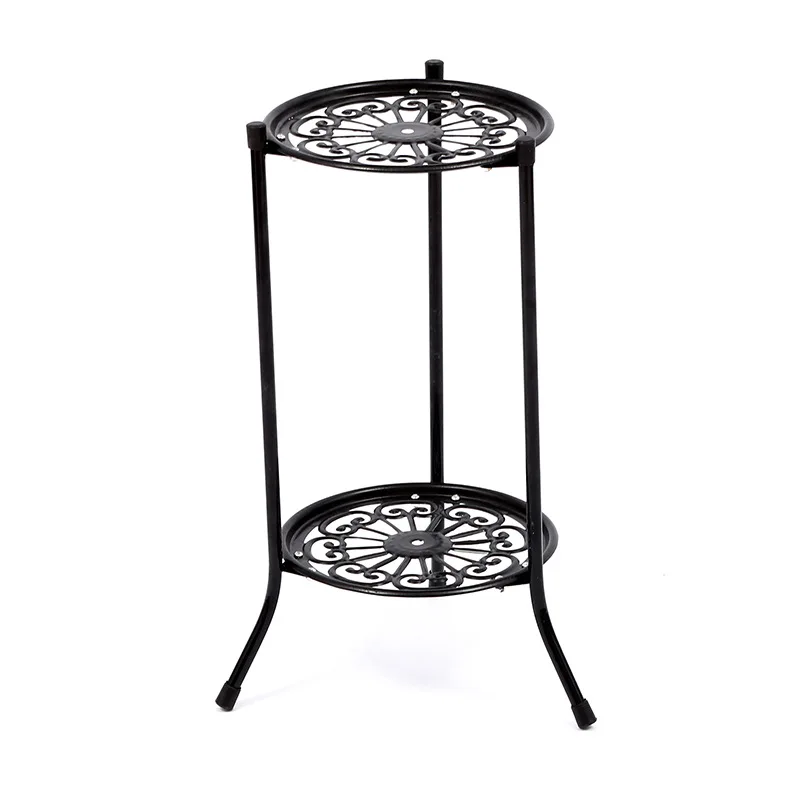 2-Tiered Plant Stand Metal Shelf For Indoor Outdoor Home Decoration