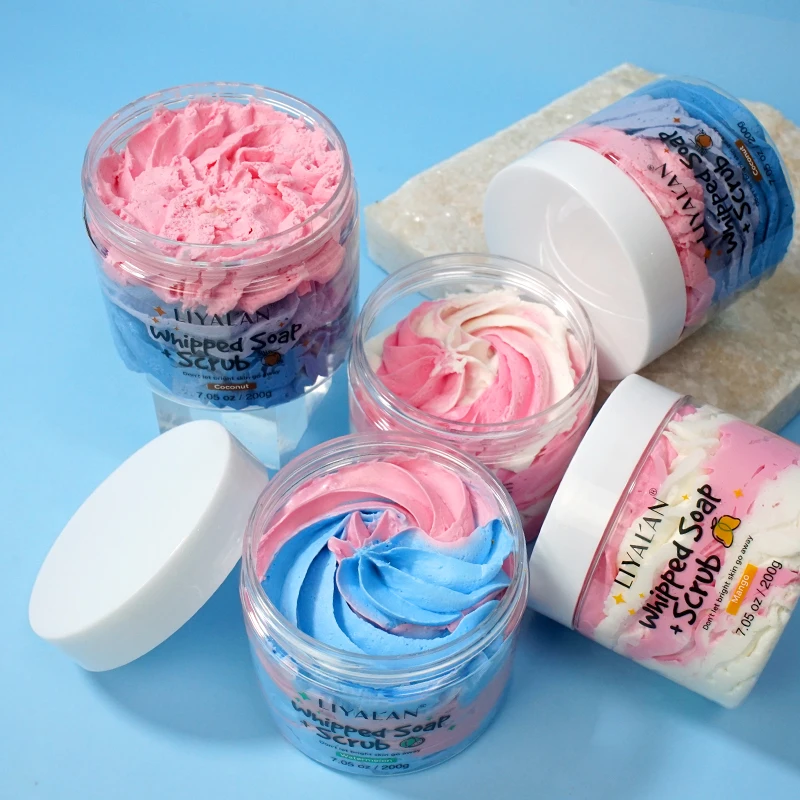 Handmade Whipped Bath Soap Clean Moisturizing Body Wash Soften Shave Cream Fruity Scent Foaming Shea Butter Rainbow Scrub 200g | Красота и