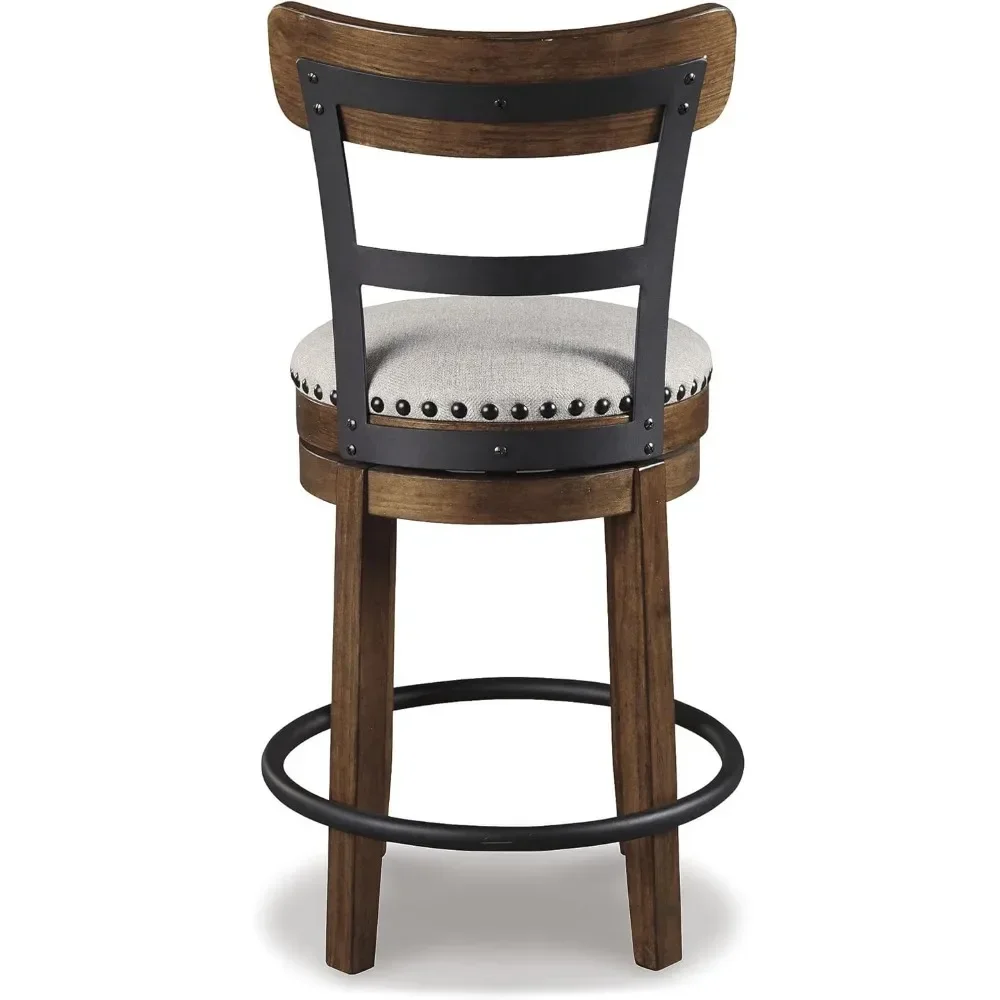 Valebeck Rustic Farmhouse 24.5&rdquo; Counter Height Swivel Bar Stool, Brown