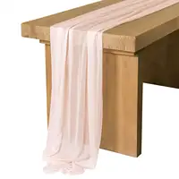 Semi-Sheer Pink Table Runner Chiffon Table Setting Dining Vintage Wedding Party Christmas Banquets Arches Cake Decor 1
