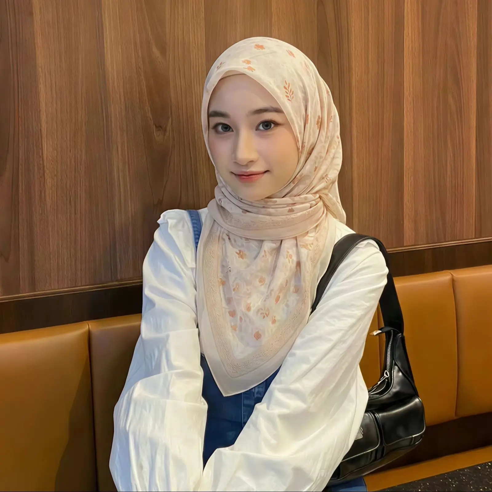 Floral Printed Viscose Square Scarf Muslim Ramadan Hijabs Cotton Headscarf Women Fashion Malaysia Handkerchief Foulard 110*110cm