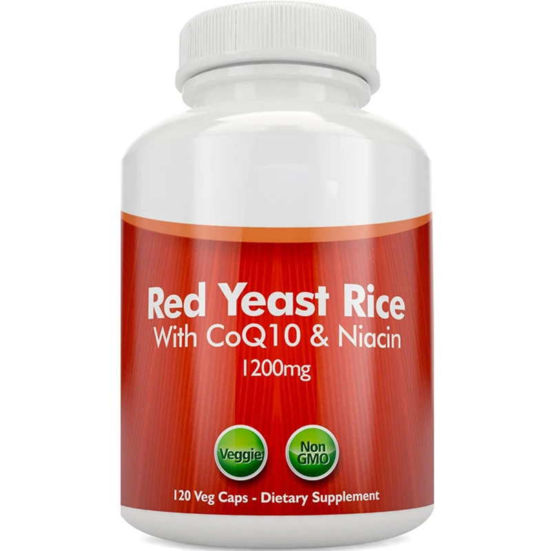 

A bottle of coenzyme Q10 niacin red yeast rice capsule maintains healthy cholesterol levels and healthy lipid particle size and