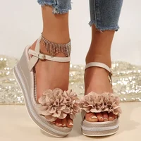 Vintage Flowers Wedge Heel Sandals Women Summer Beach Non Slip Platform Sandals Woman Ankle Srtrap Thick Bottom Sandalias Mujer - Image 3