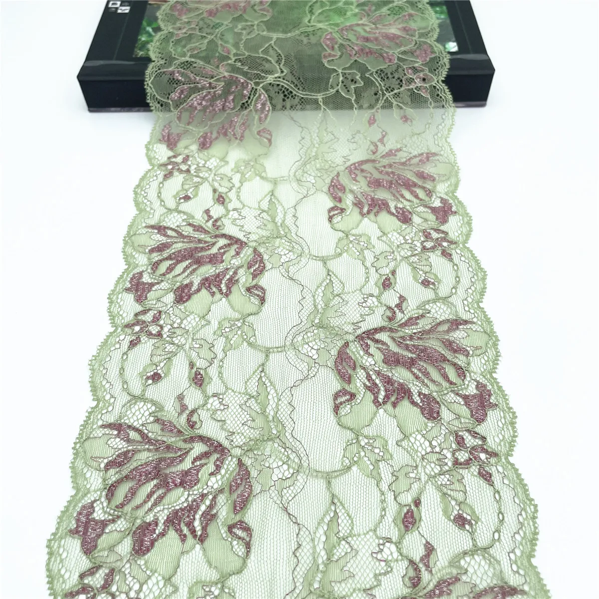 3y/lot 18cm Grass Green Silver Non-Elastic Lace Trim For Clothes Skirt Hem Underwear Sewing Craft DIY Apparel Fabrics Lace 6