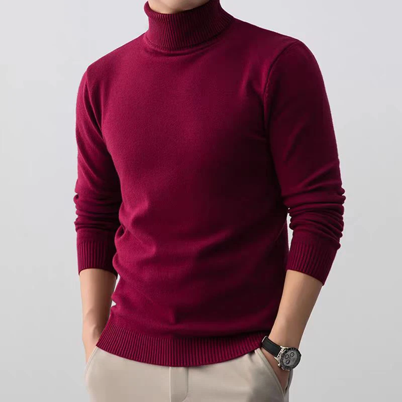 Autumn Mens Woolen Knitted Turtleneck Sweater Slim Long Sleeve Anti-pilling Pullover Outdoor Winter Warm Heavyweight Streetwear