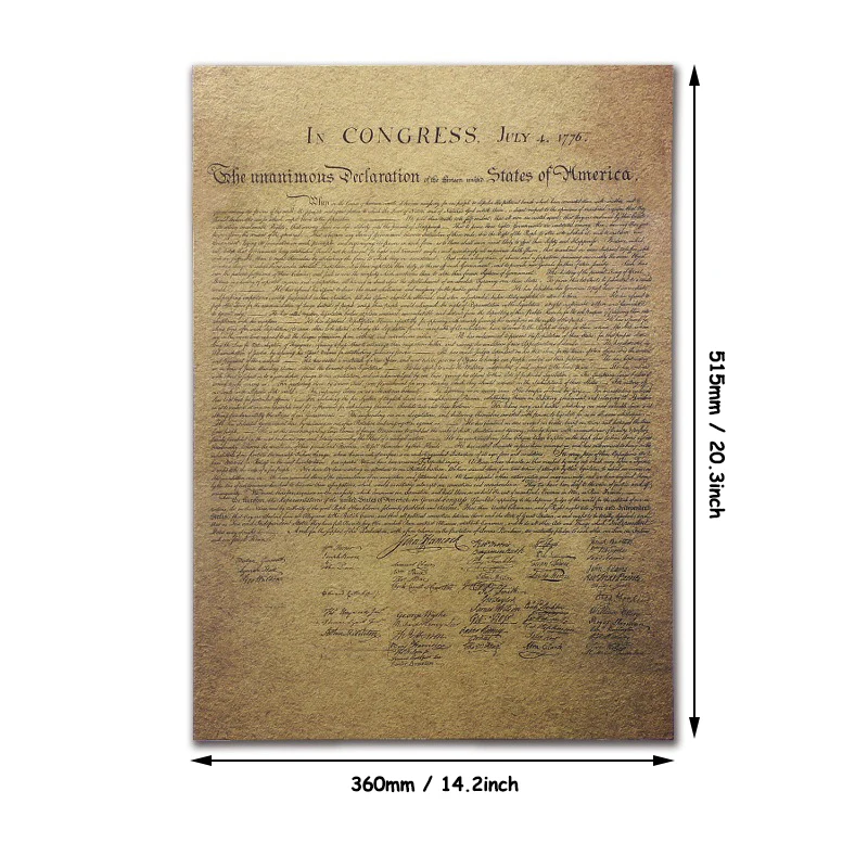 1sheets American Declaration of Independence Vintage Kraft Paper Poster Indoor Cafe Decoration 360x515mm