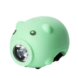 Cartoon Piggy Rechargeable MTB Bike Headlight with Horn - 3 - Mode Handlebar Front Light (Green)