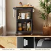 Kitchen Island Cart on Wheels with Drawer, Storage Cabinet, Shelf and Side Hook, Rolling Kitchen Cart with Rubber Wood Coun 4