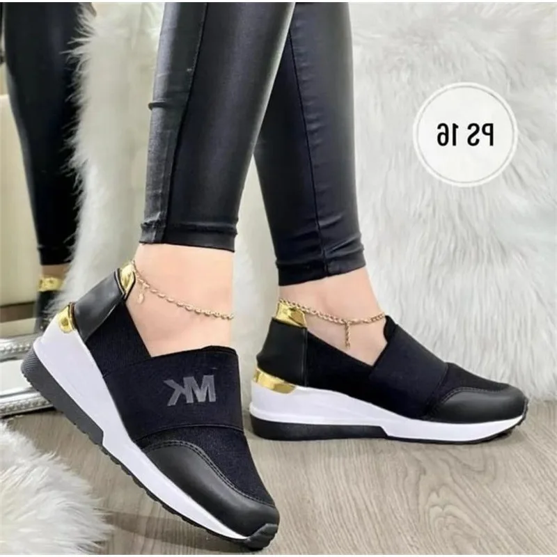 Zapatos De Mujer Big Size Sports Shoes Women 2024 New Wedge Elastic Casual Single Shoe Lazy Shoes Zapatillas Mujer