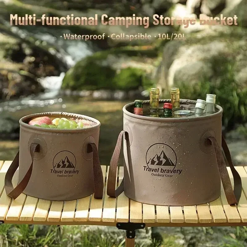 5L/10L/20L Outdoor Large-capacity Bucket Collapsible Portable Multifunctional Bucket Outdoor Barbecue Camping Non-leakage Folding Bucket Water Bucket