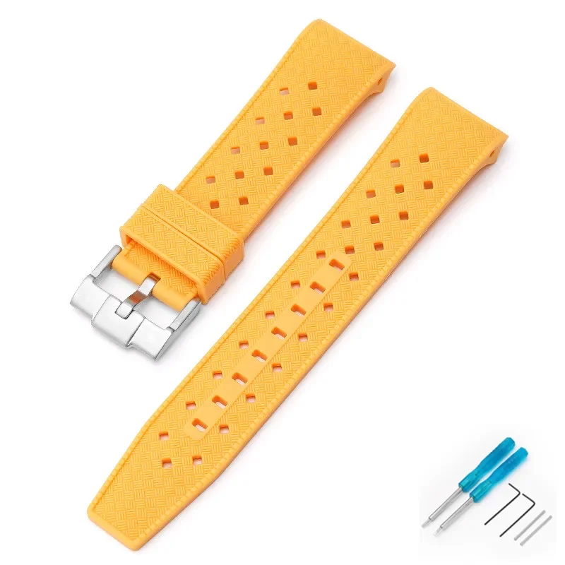 Curved End Waterproof Sport Silicone Watch Band - 22mm