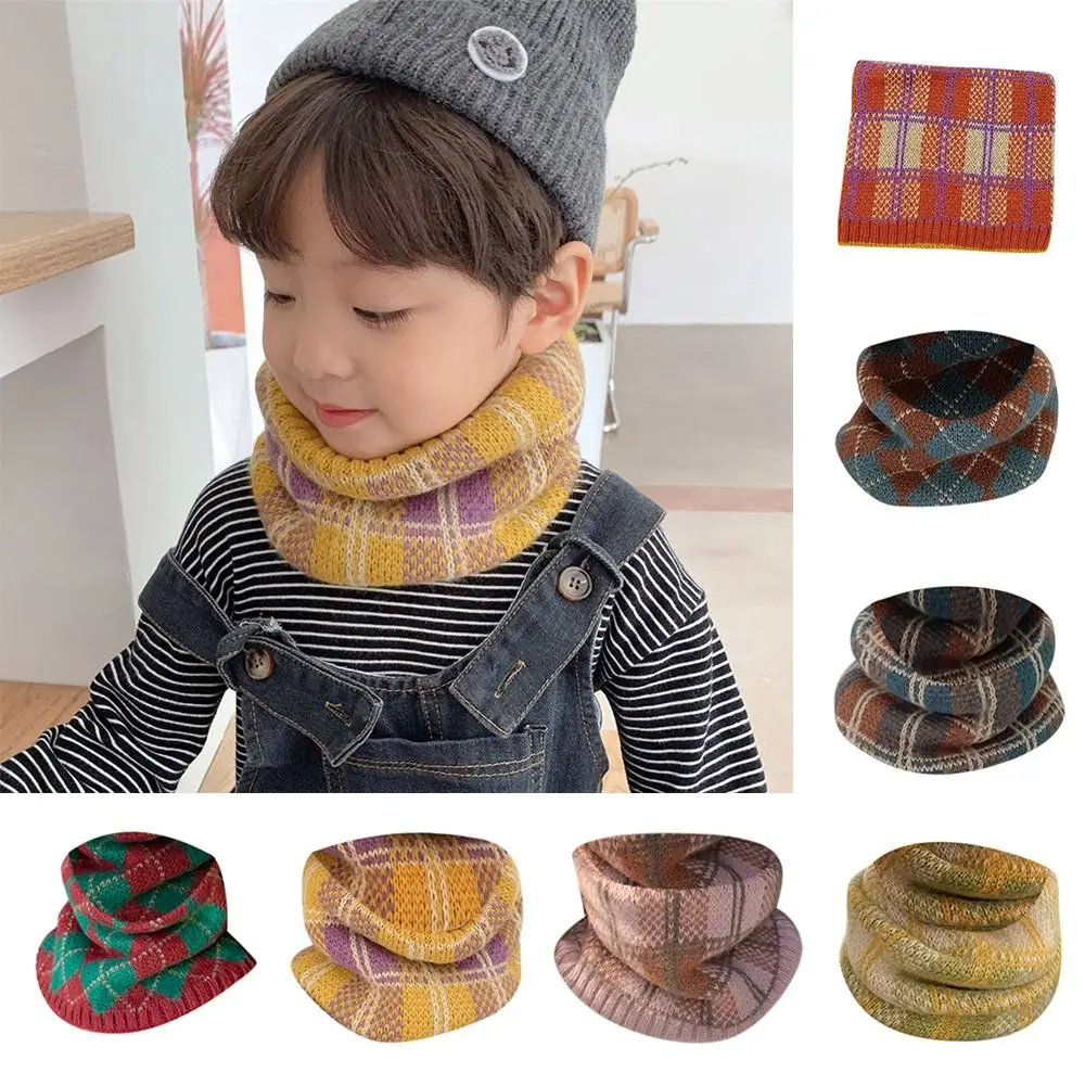 Thickened Baby Thermal Neck Warmer Elastic Soft Boys Girls Knitted Scarf Windproof Coldproof Ski Snowing Scarf Autumn Winter