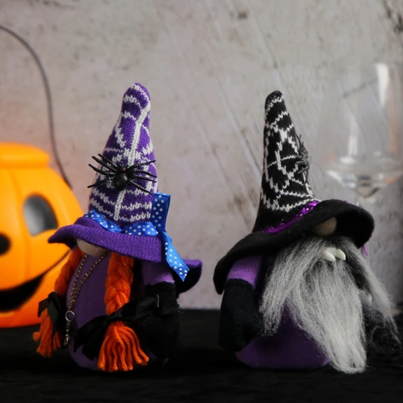 

Halloween Gnome Spider Bat Tabletop Figurine Statue Crafts Accessory for School Office Bedroom Dormitory Party