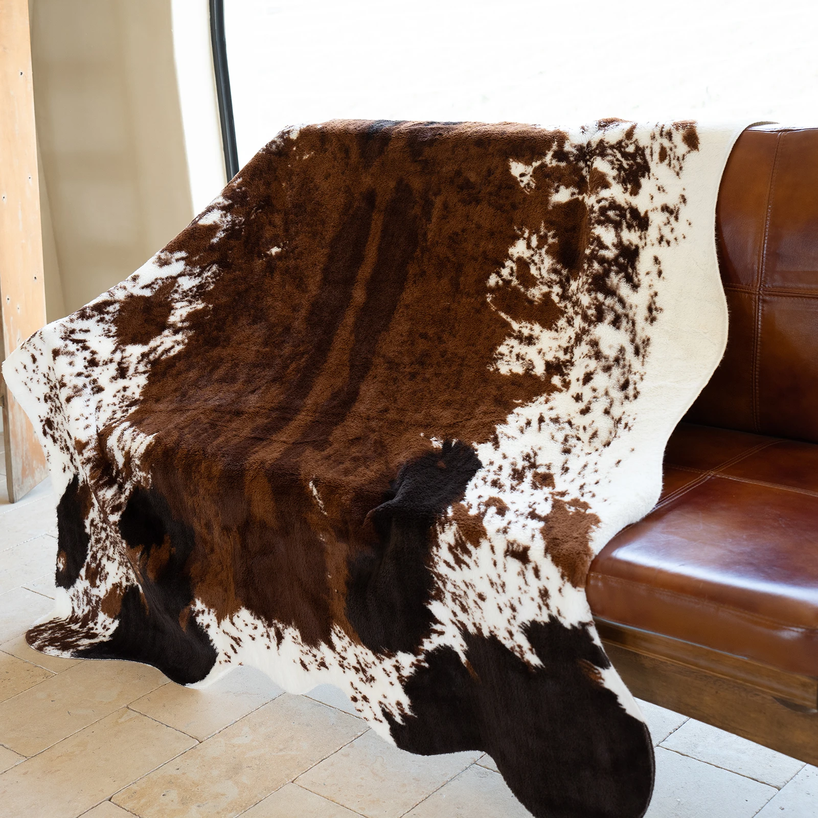 New Large Size Soft Faux Fur Leather Cow Carpet for Home Living Room Decor Imitation Animals Skin Area Rugs 4