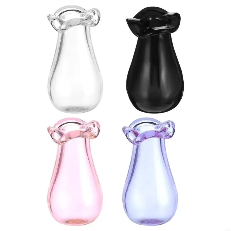 Pack of 4 Tiny Glass Vases Cats Whiskers Holder Miniature Flower Jars Small Decorative for DIY Plant Decoration 5