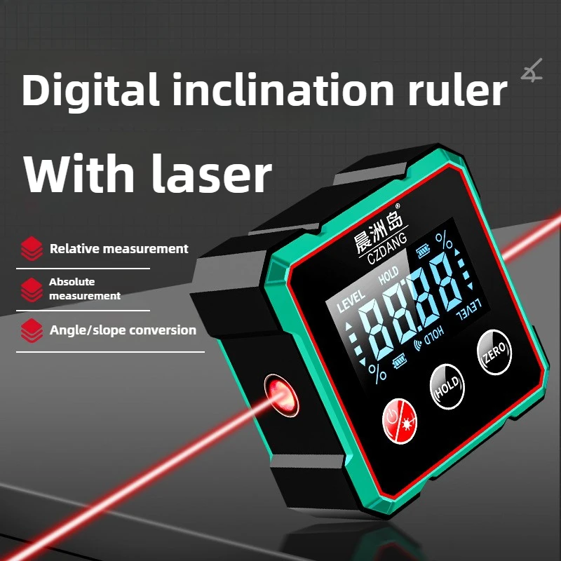Intelligent Laser Digital Inclinometer Magnetic Inclinometer 360 Degree Adjustable Height Precision Leveling Ruler