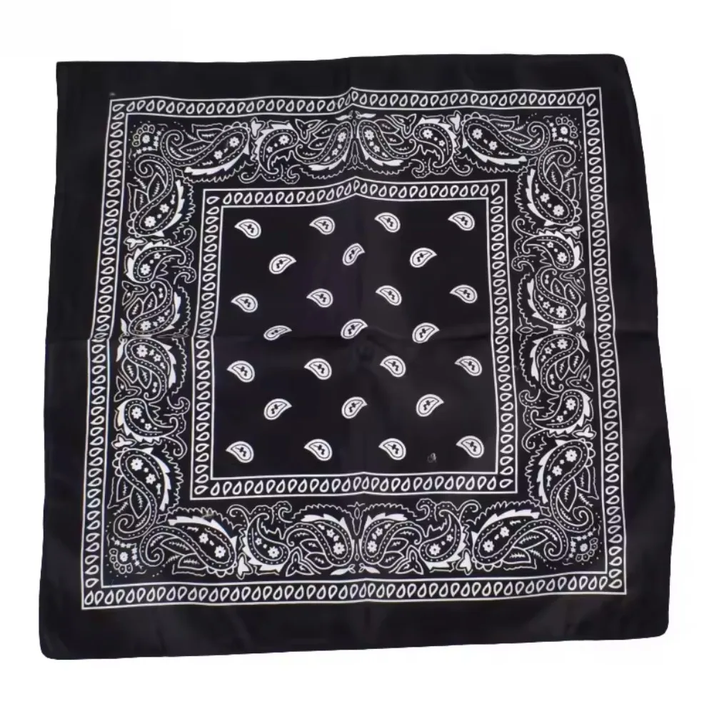 Hip-Hop Baumwoll-Bandana Quadratischer Schal 54cm*54cm Schwarz-Rot Paisley-Muster Stirnband Bedruckt für Frauen/Männer/Jungen/Mädchen Bergsteiger-Schal – Detail 4