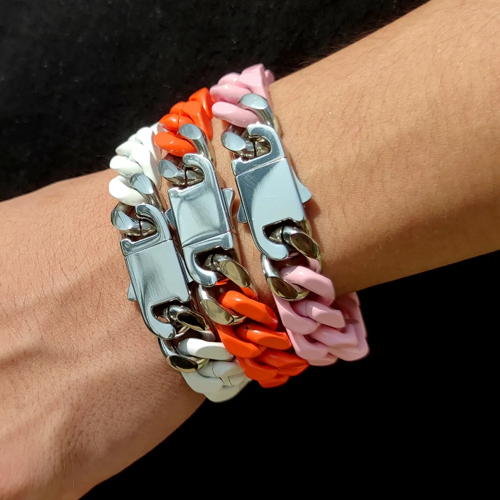 2022 New Stainless Steel Men's Cuban Bracelet Design Sense Niche Titanium Steel Color Cuban Chain Does Not Fade Fashion Bracelet