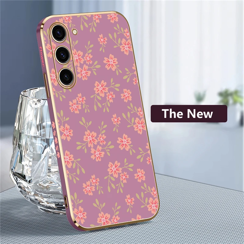 Elegant Floral Silicone Shockproof Back Cover - Plating Finish