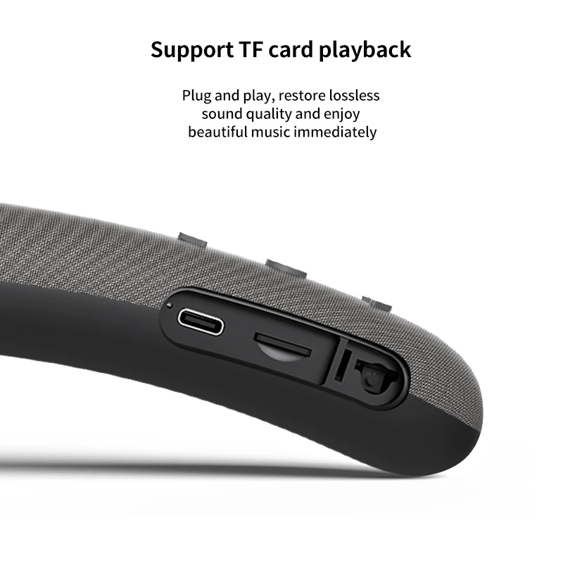 EBS-911 Neckband Speaker Bluetooth 5.4 Wearable Wireless Stereo Music Box TF Card Slot Type C Waterproof Ipx5