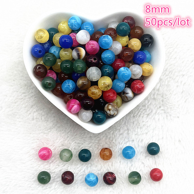 6mm--10mm Color Mixing Round Charms Acrylic Beads Loose Spacer Beads for Jewelry Makeing DIY Handmade Bracelet Accessories