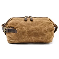 Canvas And Leather Men Toiletry Bag Water-resistant Dopp Kit For Travel Large Capacity Toiletries Bag Kit Functional Travel Bag 1