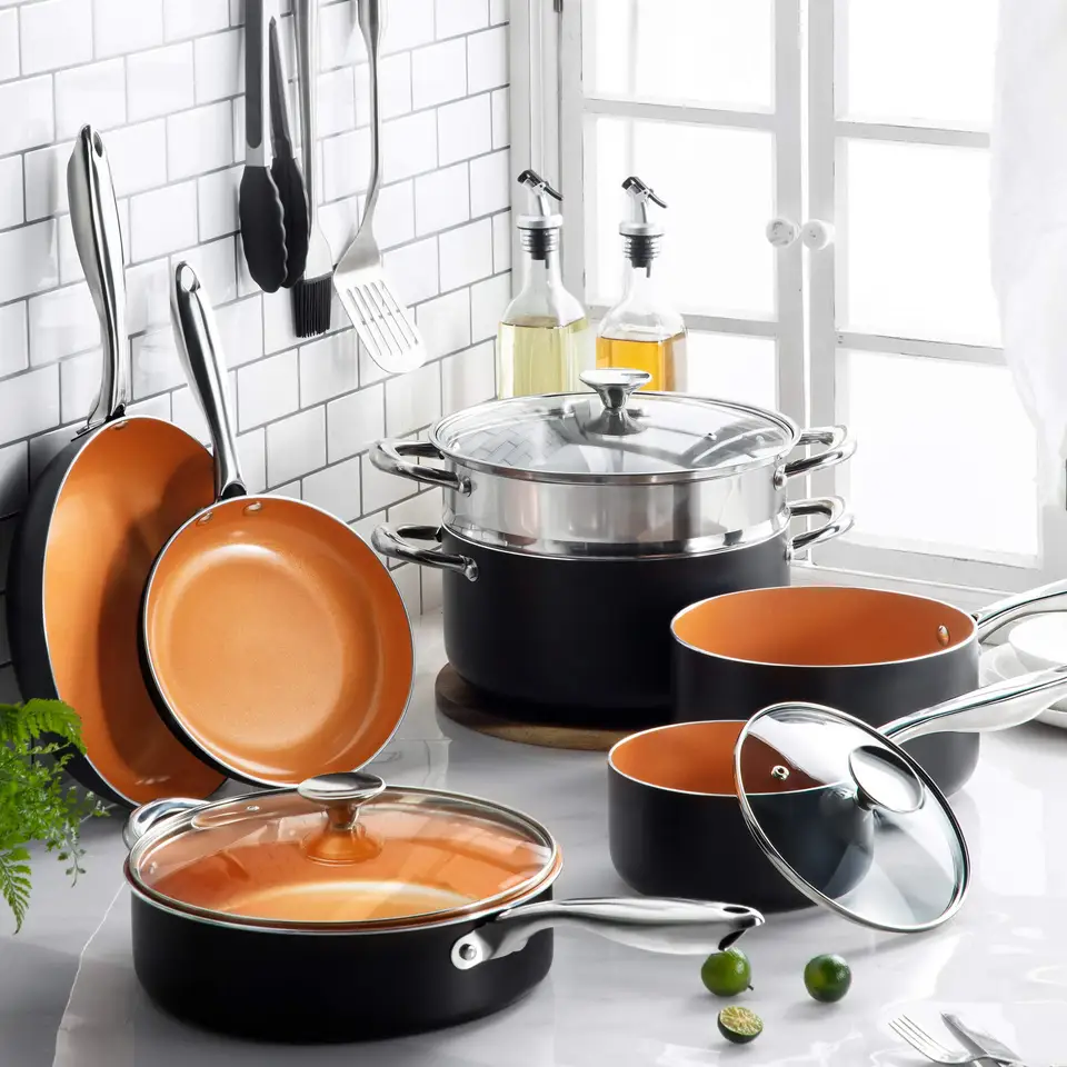 Michelangelo michelangelo copper cookware set 5 piece, ultra