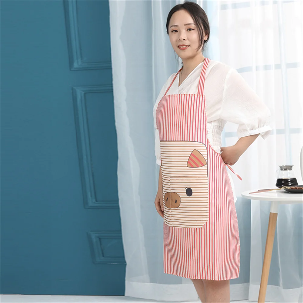 

1pc Oil Proof Hand-wiping Apron Creative Korean Fashion Cartoon Piggy Apron Household Womens Apron Adult Sleeveless Pinafore