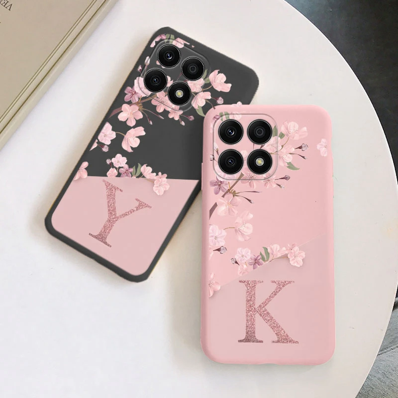 Elegant Floral Initial Soft Silicone Case for Smartphone – Stylish Letter Design Cover
