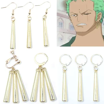 일본 애니메이션 Roronoa Zoro 귀걸이 여성용 이어 클립 남성 코스프레 후프/스터드 귀걸이, 수제 악세사리 쥬얼리 선물