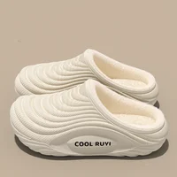 Warm Long Plush Waterproof Eva Indoor Slippers Women 2025 Winter Soft Thick Bottom Non Slip Home Slippers Couple's Furry Slides