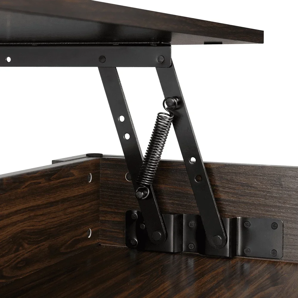 Modern 38.6" Wood Lift Top Coffee Table with Shelf for Livingroom, Espresso 5