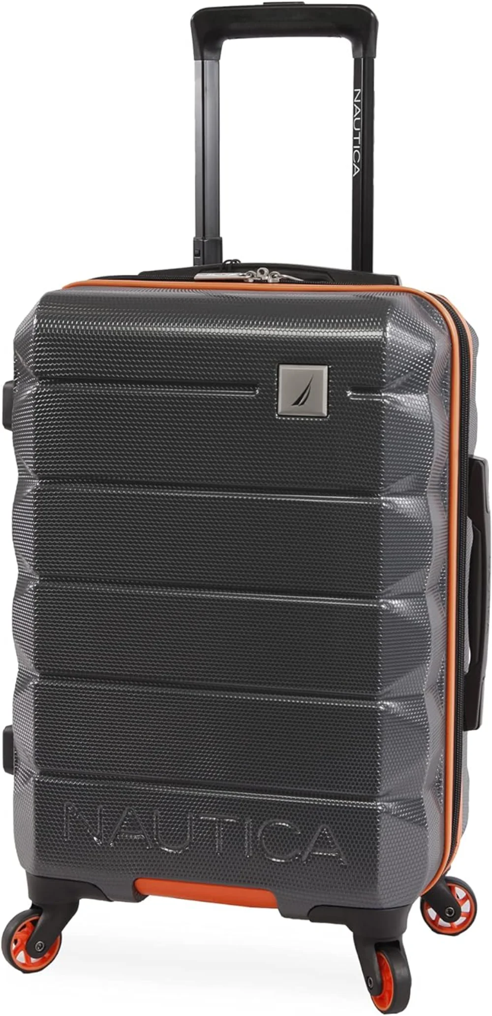 NAUTICA Quest Hardside Spinner Luggage, Grey/Orange, Accent Colored 4-Wheel 360 Degree Spinner Carry-On 21-Inch Sets Luggage