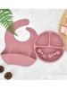 4Pcs/Set Baby Safe Silicone Dining Plate Solid Cute Cartoon Children Dishes Smile Face Baby Tableware Set Retro Kids Plate 5