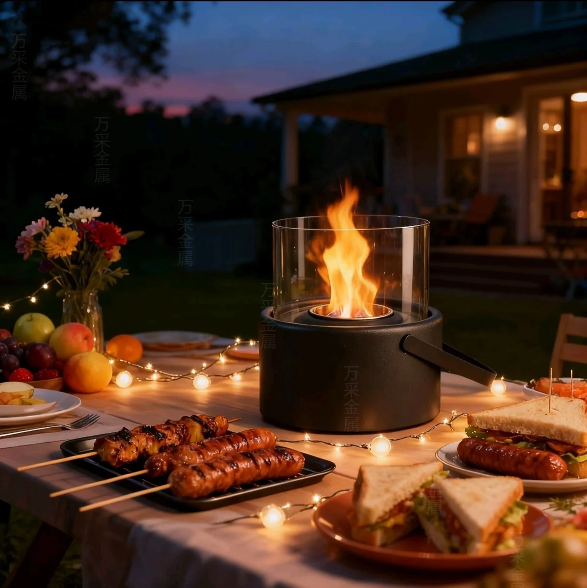 เตาไฟตั้งโต๊ะ เตาแอลกอฮอล์ขนาดเล็ก เตาไฟพกพา เตาผิงขนาดเล็กสำหรับใช้งานกลางแจ้ง 1