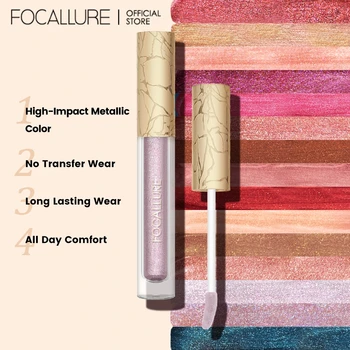 FOCALLURE 글리터 리퀴드 립스틱, 방수, 오래 지속되는 금속 다이아몬드 립 글로스, 샤이니 립 틴트, 메이크업 화장품, 15 가지 색상