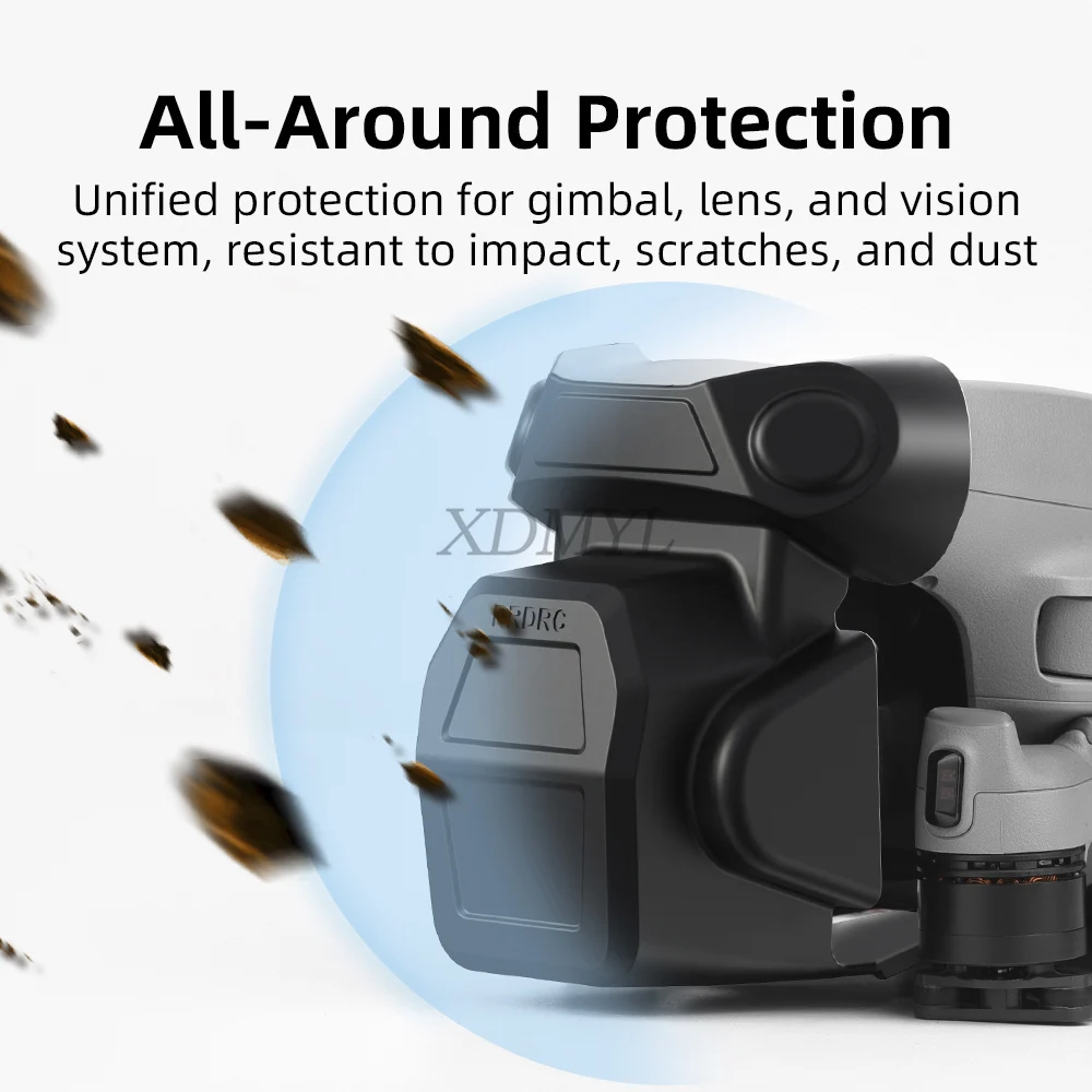 Détail du protège-caméra DJI Air 3S en silicone gris clair, texture anti-choc et ajustement précis.