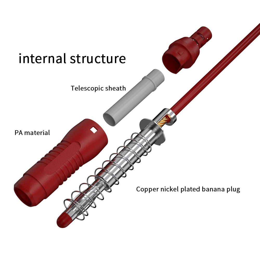 4MM Retractable Safety Banana Plug to Alligator clips Test Lead 1M Nickel Plated Copper Banana Plug J.70019B