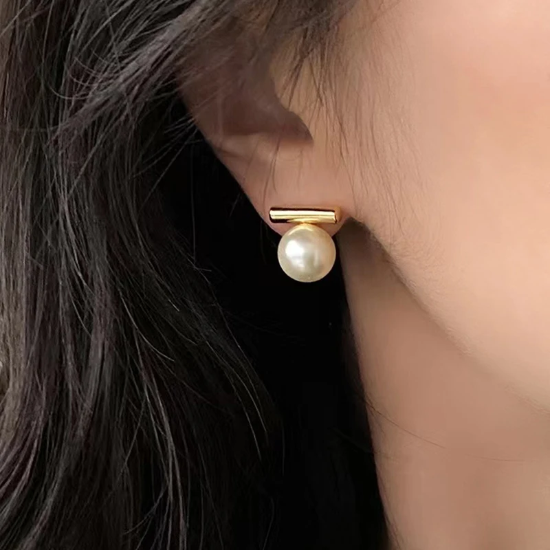 New French Minimalist Grey Imitation Pearl Pendant Earrings 2025 Fashion Jewelry Daily Wear Accessories for Girls Women‘s Party - Image 3