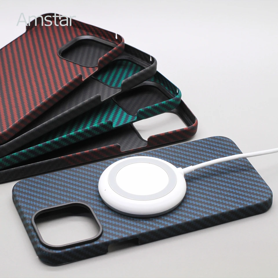 Amstar Pure Carbon Fiber Magnetic Phone Case for iPhone 13 Pro Max Ultra-thin Aramid Fiber Magnetic Case Cover for iPhone 13 Pro 